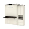 Bestar Lumina Queen Murphy Bed with Desk and Storage Cabinet (89W), White Chocolate 85880-31